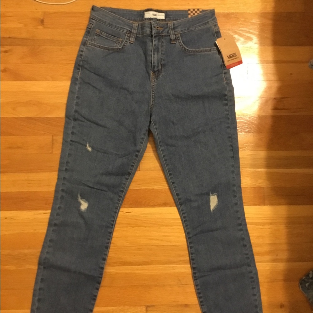 NWT Vans Women's Distressed Blue High Rise Jeans
